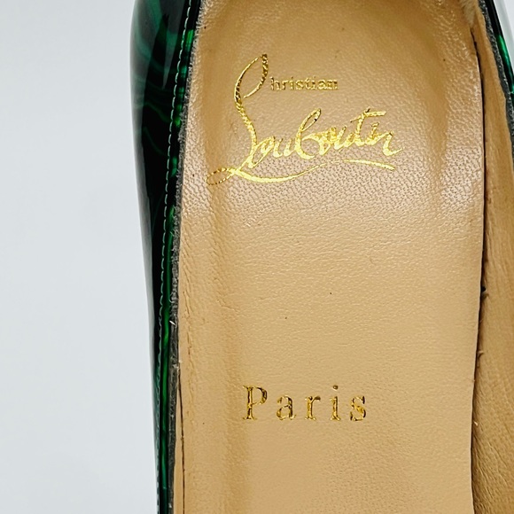 Christian Louboutin Patent Malachite So Kate 120 Black & Green Pump Size 37 1/2 - Picture 5 of 11
